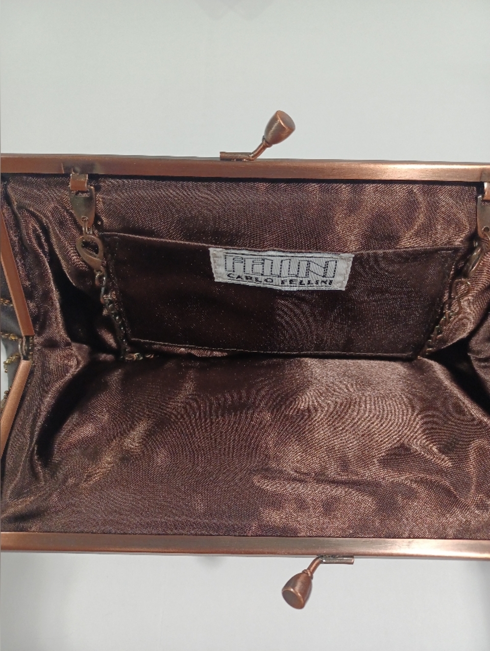 Vtg Bronze Sequin & Crystal Evening Clutch - Picture 2 of 6